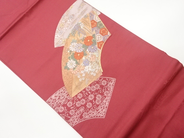 花々に亀甲・菊唐草模様織出し名古屋帯